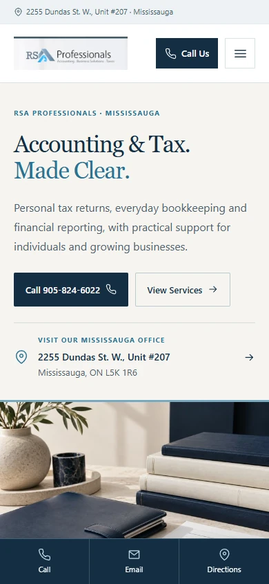 Mobile capture of the RSA Professionals website